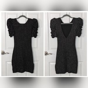 NWT Urban Outfitter Hague Rhinestone Puff Sleeve Mini Dress w/‎ Low Back Size S